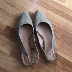 Camel suede slingback flats